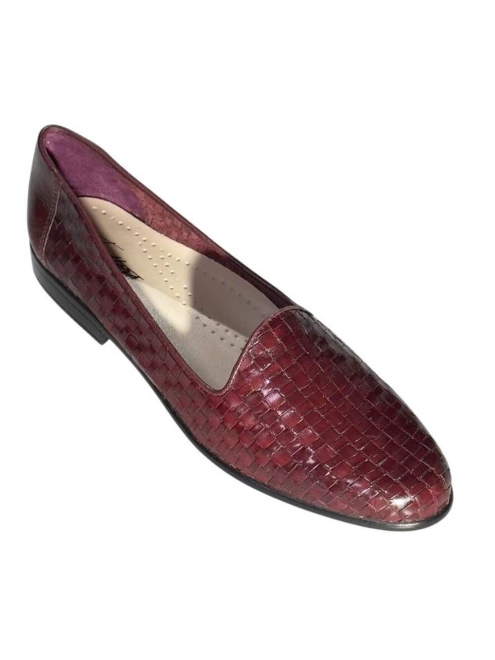 TROTTERS LIZ III Women's Woven Burgundy Leather Slip-On Loafers Size 9.5N